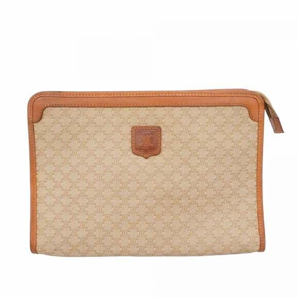 Celine Macadam Clutch Bag Brown Women's
